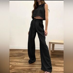 COMMENSE Boho‎ Two Piece Pants Set Black Size Small